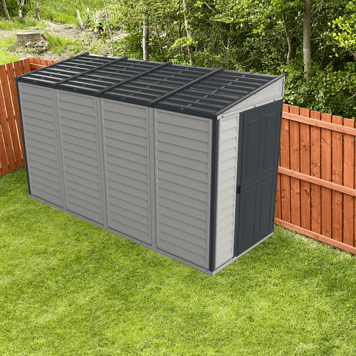 Duramax 4x10 Sidemate Shed Gray with Foundation 36725